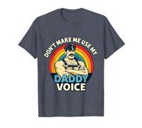 Gay Tom Daddy Voice Funny Bear Dom Rainbow CSD LGBTQ Pride T-Shirt, Men, Heather Blue, 3X-Large