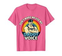 Gay Tom Daddy Voice Funny Bear Dom Rainbow CSD LGBTQ Pride T-Shirt, Men, Pink Heather, Small