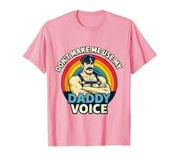Gay Tom Daddy Voice Funny Bear Dom Rainbow CSD LGBTQ Pride T-Shirt, Men, Pink, Medium