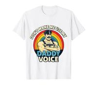 Gay Tom Daddy Voice Funny Bear Dom Rainbow CSD LGBTQ Pride T-Shirt, Men, White, X-Large