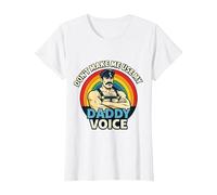 Gay Tom Daddy Voice Funny Bear Dom Rainbow CSD LGBTQ Pride T-Shirt, Women, White, Medium