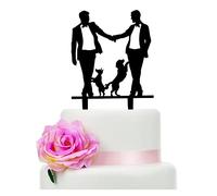 Gay Wedding Cake Topper With Dogs - Mr & Mr With Two Dogs - Gift for Wedding/Engagement/Anniversary Party Decoration
