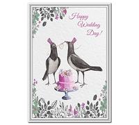 Gay Wedding Card - Men and Guys - Happy Wedding Day - Male Couple - Premium quality - design - Special Marriage Wishes - Keepsake - Unusual image - Magpies for Joy