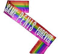 Gay Wedding Rainbow Sash Same Pen is Forever Silver Glitter Rainbow Sash - LGBTQ Pride Bachelor Party Supplies for the Groom To Be - Sash(SPF Slv) RBW