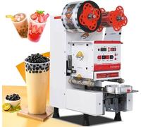 GAYAYAS Commercial Automatic Cup Sealer Machine Paper and Plastic, with Digital Control LED Panel, for Bubble Milk Tea Coffee, 600-800 Cups/H, 90/95 mm Cup White