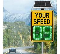 GAYAYAS LED Digital Solar Radar Speed Limit Sign, Rust Proof Aluminum Radar Speed Detector with Accessories, Applicable To Speed-Limited Waterproof Yellow-60x90cm/23.6x35.4in