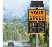 GAYAYAS LED Digital Solar Radar Speed Limit Sign, Rust Proof Aluminum Radar Speed Detector with Accessories, Applicable To Speed-Limited Waterproof Orange-60x90cm/23.6x35.4in