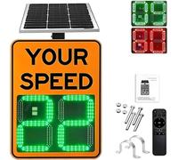 GAYAYAS Solar Powered Led Speed Limit Signs, Traffic Feedback Warning Board, LED Digits Speed Display, for Streets & Neighborhoods, Traffic Safety, Waterproof Orange-60x90cm/23.6x35.4in