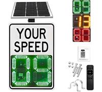 GAYAYAS Solar Powered Led Speed Limit Signs, Traffic Feedback Warning Board, LED Digits Speed Display, for Streets & Neighborhoods, Traffic Safety, Waterproof White-60x90cm/23.6x35.4in