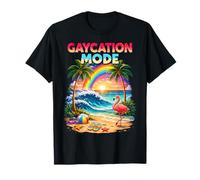 Gaycation Mode Palm Trees Rainbow Flag Gay Pride LGBT Summer T-Shirt