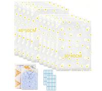 GAYSHI 20 Pcs Large Ziplock Bags Combo, Daisy Pattern Clear Plastic Storage Bags, Extra Thick Seal Pouch with 2 Stickers, for Clothes, Cosmetics, Dorm, Moving & Travel, 30x40CM, 40x50CM