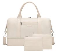 GAYUAPEIA Women's Weekender bag Travel Duffel Bag with Shoe Compartment 21-inch Airline-Approved Carry-On, 2-Piece Overnight Bag Set Personal Item Luggage, 3PCSBeige, 21", Double Compartments