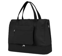 GAYUAPEIA Women's Weekender bag Travel Duffel Bag with Shoe Compartment 21-inch Airline-Approved Carry-On, 2-Piece Overnight Bag Set Personal Item Luggage, SR-1-black, 21", Double Compartments