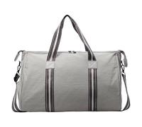 GAYUAPEIA Women's Weekender bag Travel Duffel Bag with Shoe Compartment 21-inch Airline-Approved Carry-On, 2-Piece Canvas & Leather Overnight Bag Set Personal Item Luggage, SR-B-grey, 21", Double