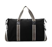 GAYUAPEIA Women's Weekender bag Travel Duffel Bag with Shoe Compartment 21-inch Airline-Approved Carry-On, 2-Piece Canvas & Leather Overnight Bag Set Personal Item Luggage, SR-B-black, 21", Double