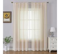 Gazal Vole Boho Crochet Curtains for Living Room and Doors - Shabby Chic Lace Window Drapes, Vintage Geometric Macrame Net Curtains, Sheer Liner for Bedroom, Rustic Style (Beige, 2 Panels)-55x87 inch