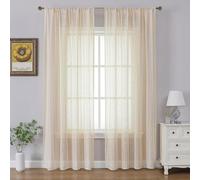 Gazal Vole Boho Crochet Curtains for Living Room and Doors - Shabby Chic Lace Window Drapes, Vintage Geometric Macrame Net Curtains, Sheer Liner for Bedroom, Rustic Style (Beige, 2 Panels)-52x96 inch