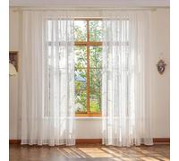 Gazal Vole Boho Net Curtains, 2 Panels, Vintage Crochet Lace Voile Curtains for Bedroom Living Room Door, White (55'' Wide x 79'' Drop)