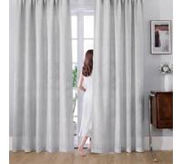 Gazal Vole Grey Privacy Voile Curtains 2 Panels, Non See Through Natural Linen-Look Textured Net Curtains, 87 inch Drop, 30-40% Light Blocking 3 Inch Slot Top Drapes for Living Room Bedroom