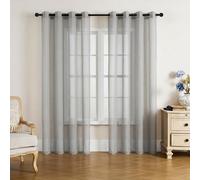 Gazal Vole Light Grey Voile Curtains for Living Room - 102 inch Drop High-Density Privacy Drape, Semi-Sheer Light Filtering Panels Eyelet Ring Top for Bedroom, Bay Window & Patio Doors