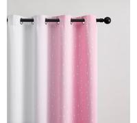 Gazal Vole Ombre Curtains with Wavy Lines and Dots, Eyelet Room Darkening Window Drapes,Pink Fading to Light Pink to White for Living Room and Bedroom, Modern Gradient Pattern 140×245-55x96 inch