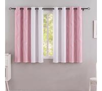 Gazal Vole Pink and White Ombre Curtains for Girl's Room - Modern Gradient Drapes with Wave Line Pattern, 54 inch Drop, 80-90% Room Darkening for Nursery Bedroom Living Room & Office, 2 Panels