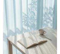 Gazal Vole Sky Blue Semi Sheer Curtains for Living Room, Vertical Pinstripe Light Filtering Voile Panels 2 Pack, 63 inch Drop, Soft Airy Rod Pocket Window Drapes for Daytime Privacy