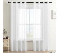 Gazal Vole White Voile Curtains for Living Room - Premium Anti-Wrinkle Eyelet Net Curtains, Semi-Sheer Privacy Panels for Bedroom, Bay Window & Patio Doors, Light Filtering Textured Drapes-52x95 inch
