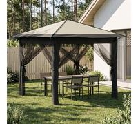 Gazebo 2.6x2.6m Cream & Anthracite 210D Oxford Polyester 4 Sidewalls Mesh Height