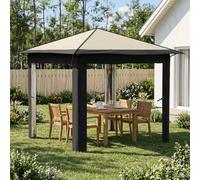 Gazebo 2.6x2.6m Cream & Anthracite 210D Oxford Silver Coating Height-Adjustable