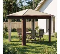 Gazebo 2.6x2.6m Cream Brown 210D Oxford Silver Coating Height Adjustable Weather