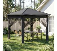 Gazebo 2.6x2.6m Light Grey & Anthracite 210D Oxford Silver Coated Steel Frame UV