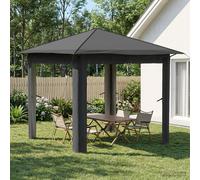 Gazebo 2.6x2.6m Light Grey Anthracite 210D Oxford Silver Height Adjustable 3lvl