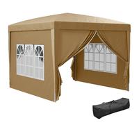 Gazebo 2.95x2.95x2.58m Khaki Oxford Cloth Steel Frame Pop-Up with Sides CarryBag