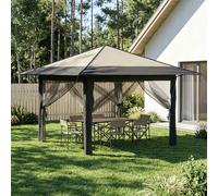 Gazebo 210D Oxford Cream & Anthracite 191cm Eave Height 4 Sidewalls Ht Adj & UV