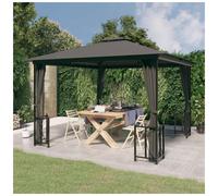 Gazebo 3 x 3 m Anthracite Powder-Coated Steel Frame 100% Polyester Double Roof.