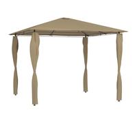 Gazebo 3 x 3 x 2.6 m Taupe Fabric & Steel Canopy 160 g/m² with Sidewall Outdoor