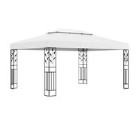 Gazebo 3 x 4 m White Double Roof Polyester PA-Coated Canopy Powder-Coated Steel