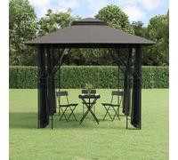 Gazebo 300x300x270 cm Anthracite Steel Frame Polyester Canopy Double Roof Zips.