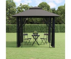 Gazebo 300x300x270 cm Anthracite Steel Frame Polyester Canopy Double Roof Zips.