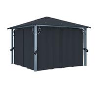 Gazebo 300x300x270cm Anthracite Aluminium/Steel Frame Oxford Roof Curtains Mesh.
