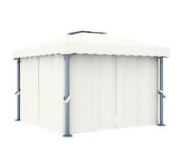 Gazebo 3x3 m Cream White Polyester Canopy Aluminium Steel Frame 2-tier Roof UV+