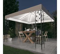 Gazebo 3x3 m White Powder-Coated Steel Flair Double Roof Solar LED String Lights