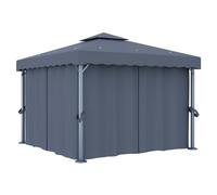 Gazebo 3x3m Anthracite Aluminium Frame Steel Support Polyester 2-Tier Roof incl.