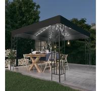 vidaXL Gazebo with LED String Lights 3x3 m Anthracite, Black