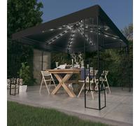Gazebo 3x3m Anthracite Steel Frame Polyester Canopy Solar Warm White LEDs 43-LED
