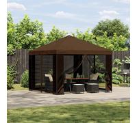 Gazebo 3x3m Brown Polyester Steel Black 190gsm Water Resistant Canopy Patio Use