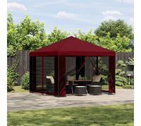 Gazebo 3x3m Burgundy Polyester Canopy with Black Steel Frame & Sidewalls - Vent