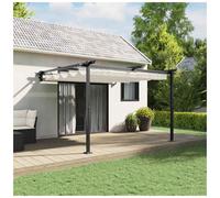 Gazebo 3x3m Cream Polyester Retractable Wall-Mounted Steel Frame 300x300x200cm