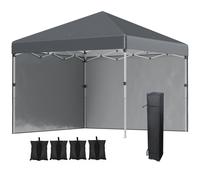 Gazebo 3x3m Dark Grey Steel Frame Pop-Up Canopy with 2 Removable Walls Portable